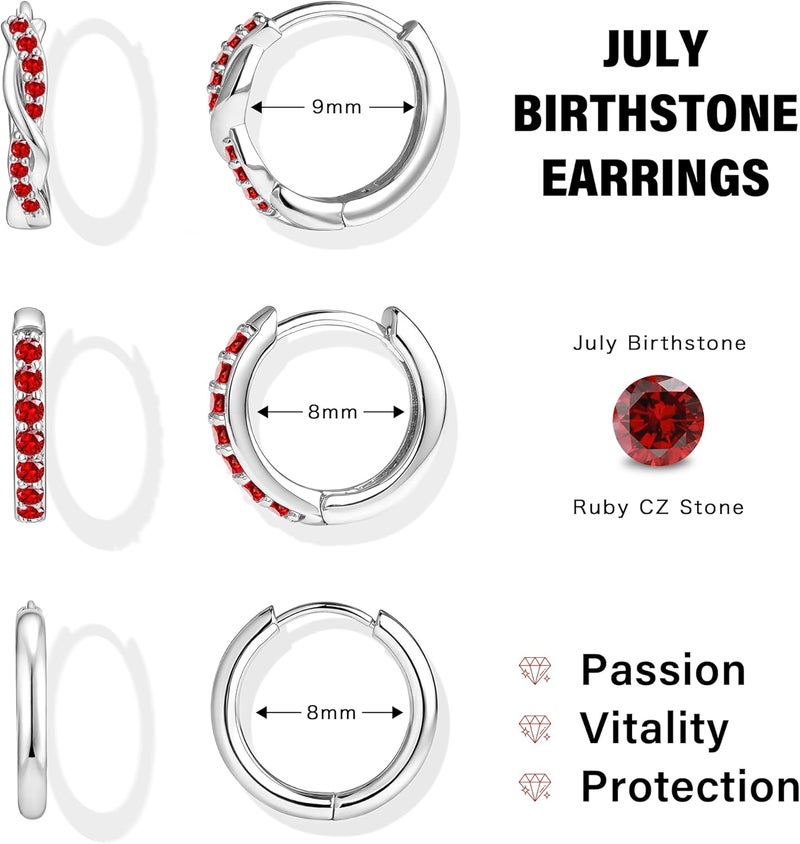Inerney 14K Gold Plated Huggie Hoop Earrings for Women, Small Sterling Silver Earring Set Hypoallergenic Cartilage Helix Stacks, Mini Dainty Cute Trendy Birthstone Jewelry Gift for Multiple Piercings - Image 3